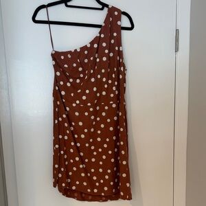 Abercrombie & Fitch Brown Polka Dot One-Shoulder Dress